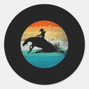 Vintage Western Rider Reining Horse Quarter Slidin Classic Round Sticker