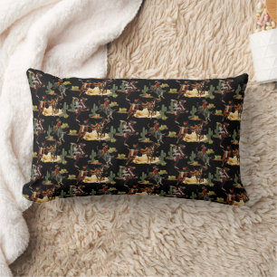 Vintage Western Rodeo Events Cowboy Cowgirl Lumbar Cushion