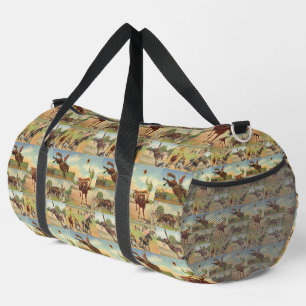 Vintage Western Rodeo Events Cowboys Horses Bulls Duffle Bag