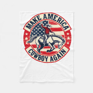 Vintage Western Rodeo Usa Flag Makes America A Cow Fleece Blanket