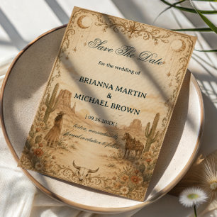 Vintage Western Romantic Ornamental Save The Date