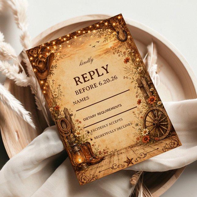 Vintage Western Rustic RSVP Card (Creator Uploaded)