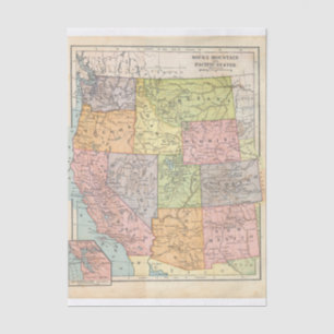 Vintage Western States Map Tissue Paper