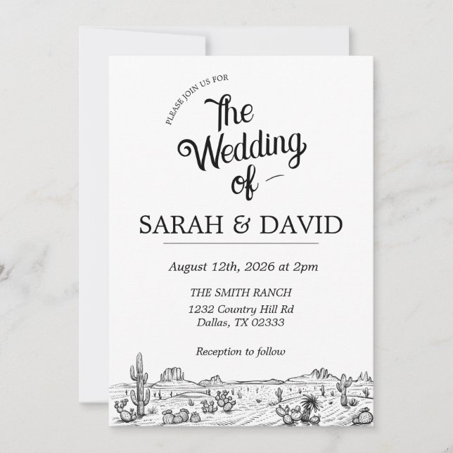 Vintage Western Wedding Invitation (Front)