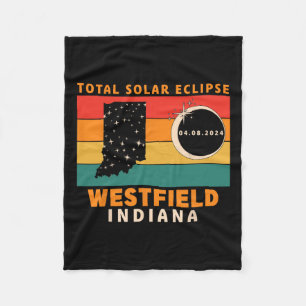 Vintage Westfield Indiana Total Solar Eclipse 2024 Fleece Blanket