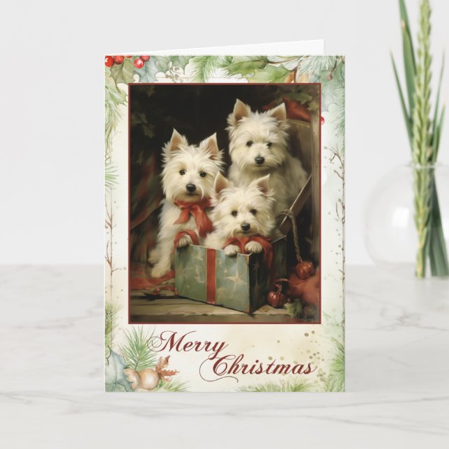 Vintage Westie Christmas Holiday Card (Front)