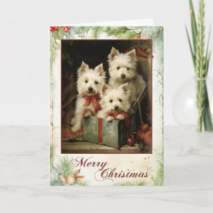 Vintage Westie Christmas Holiday Card
