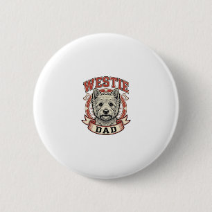 Vintage Westie Dad Dog Lover Shirt Design_1 6 Cm Round Badge