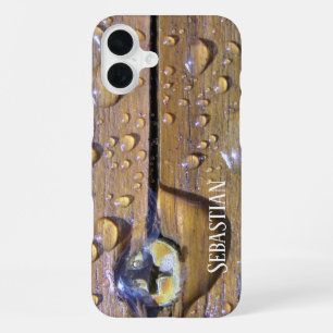 Vintage Wet Cedar Wood Photograph Custom Name  iPhone 16 Plus Case