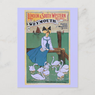 Vintage Weymouth London and SW Railway ad Postcard