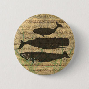 Vintage Whale Decor Rustic Nautical 6 Cm Round Badge