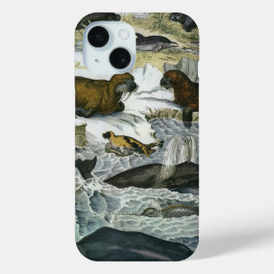 Vintage Whales, Seals and Walruses, Marine Animals iPhone 15 Case