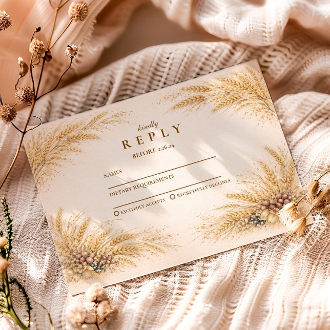 Vintage Wheat Field Graduation Party RSVP Card (Creator Uploaded)