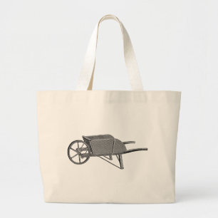 Vintage Wheelbarrow Large Tote Bag