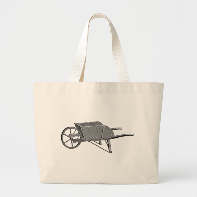 Vintage Wheelbarrow Large Tote Bag (Front)