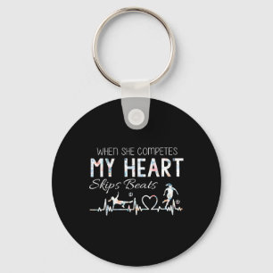 Vintage When She Competes My Heart Skips Beats Mot Key Ring