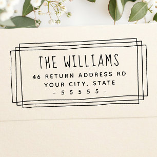 Vintage whimsical border return address self-inking stamp