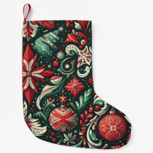 Vintage/Whimsical/Christmas/Red & Green Small Christmas Stocking