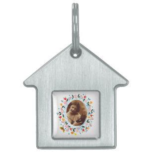 Vintage Whimsical Floral Photo Pet ID Tag