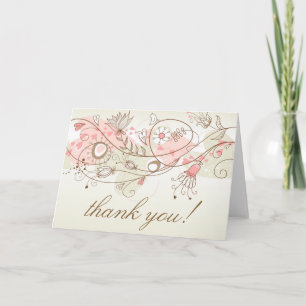 Vintage Whimsical Flowers Thank You Card