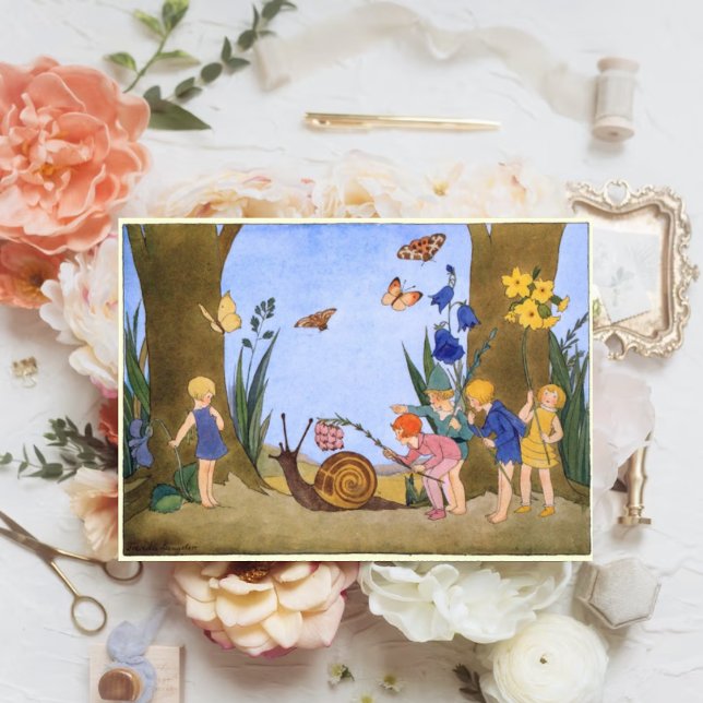 Vintage Whimsical Forest Children  Thank You Card (Creator Uploaded)