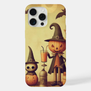 Vintage, whimsical Halloween pumpkins & bats iPhone 15 Pro Max Case