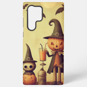 Vintage, whimsical Halloween pumpkins & bats Samsung Galaxy Case