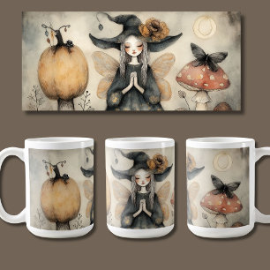 Vintage Whimsical Halloween Witch with Wings  Coffee Mug