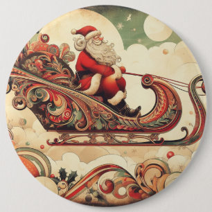 vintage/whimsical/santa/Christmas 6 Cm Round Badge