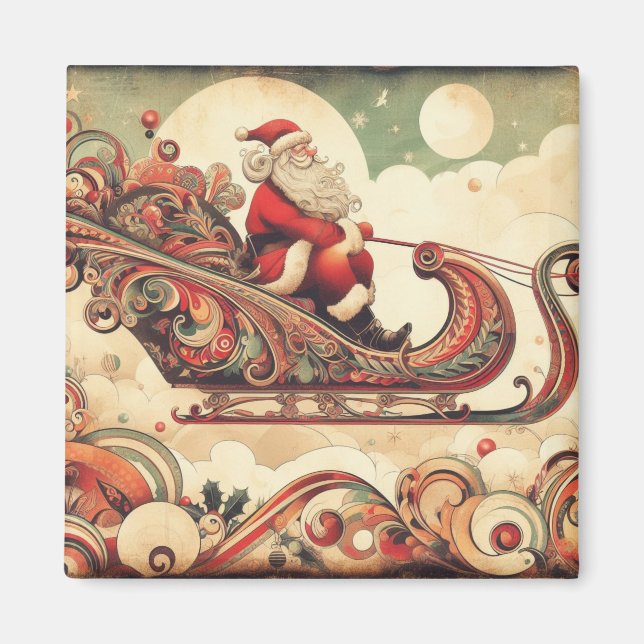vintage/whimsical/santa/Christmas Magnet (Front)