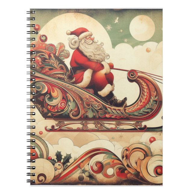 vintage/whimsical/santa/Christmas Notebook (Front)