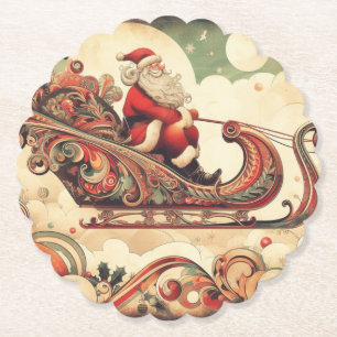 vintage/whimsical/santa/Christmas Paper Coaster