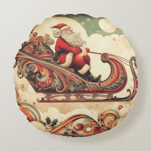 vintage/whimsical/santa/Christmas Round Cushion