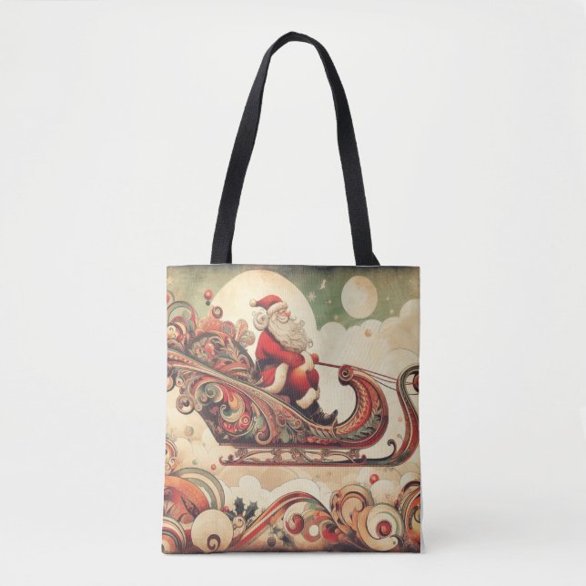 vintage/whimsical/santa/Christmas Tote Bag (Front)