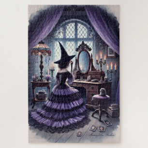 Vintage Whimsical Witch at Her Antique Vanity Jigsaw Puzzle