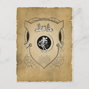 Vintage Whimsy Mouse knight shield Postcard