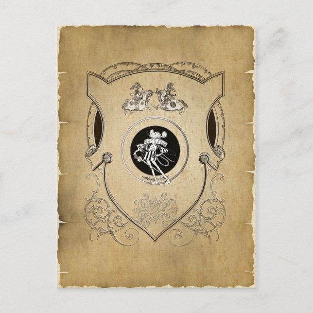 Vintage Whimsy Mouse knight shield Postcard (Front)