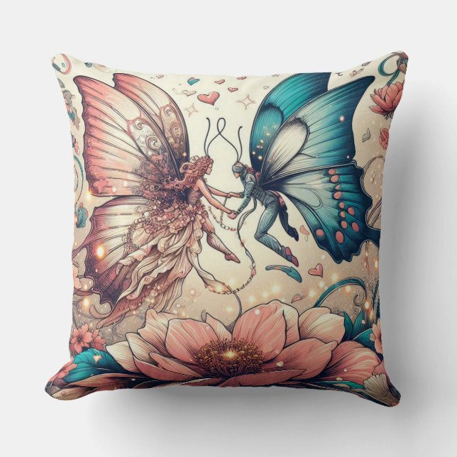 Vintage Whimsy Pastel Throw Pillow (Front)