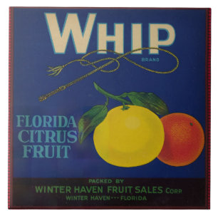 Vintage Whip Citrus Fruit Label  Ceramic Tile