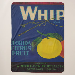 Vintage Whip Citrus Fruit Label  Sherpa Blanket