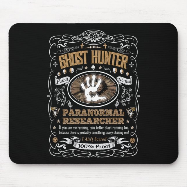 Vintage Whiskey Label Ghost Hunter  Mouse Pad (Front)