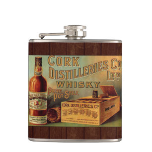 Vintage Whiskey Label Hip Flask