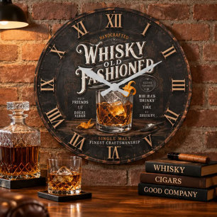 Vintage Whiskey Large Clock