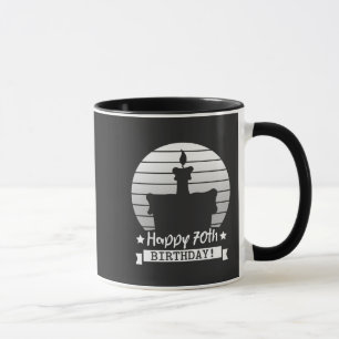 Vintage White 70th birthday Cake Mug