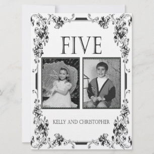 Vintage White and Black Photo Table Number 5