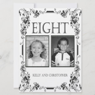 Vintage White and Black Photo Table Number 8