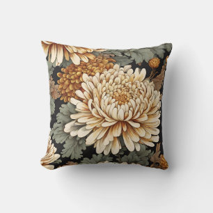 Vintage White and Yellow Chrysanthemums Cushion