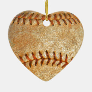 Vintage White Baseball red stitching Ceramic Ornament
