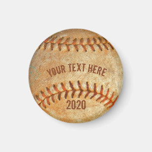 Vintage White Baseball red stitching Magnet