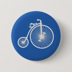 Vintage White Bicycle on Blue 6 Cm Round Badge